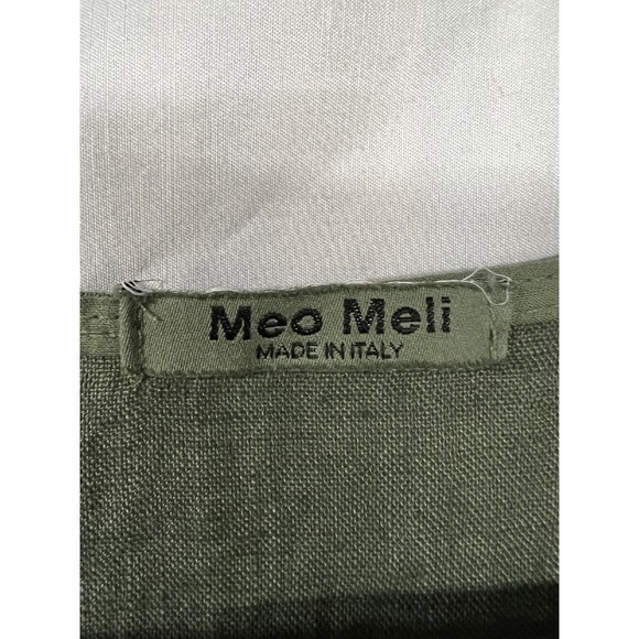 Meo Meli Italy Linen Dress Sleeveless Olive Green Casual Summer Made Italy M/L - Picture 2 of 4